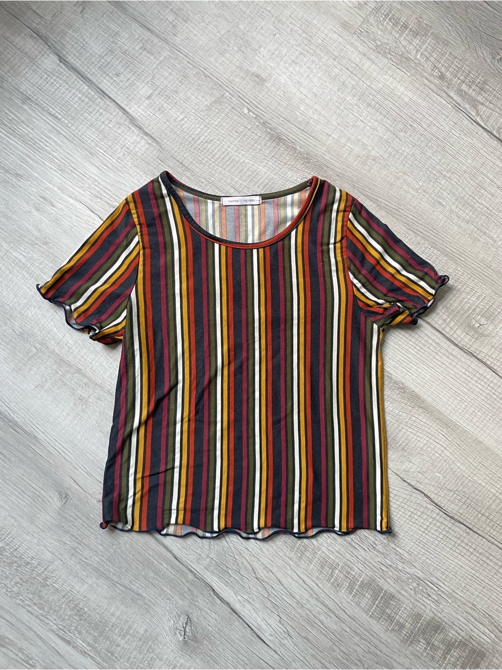 Caution To The Wind Multicolor Striped Short Sleeve Tee